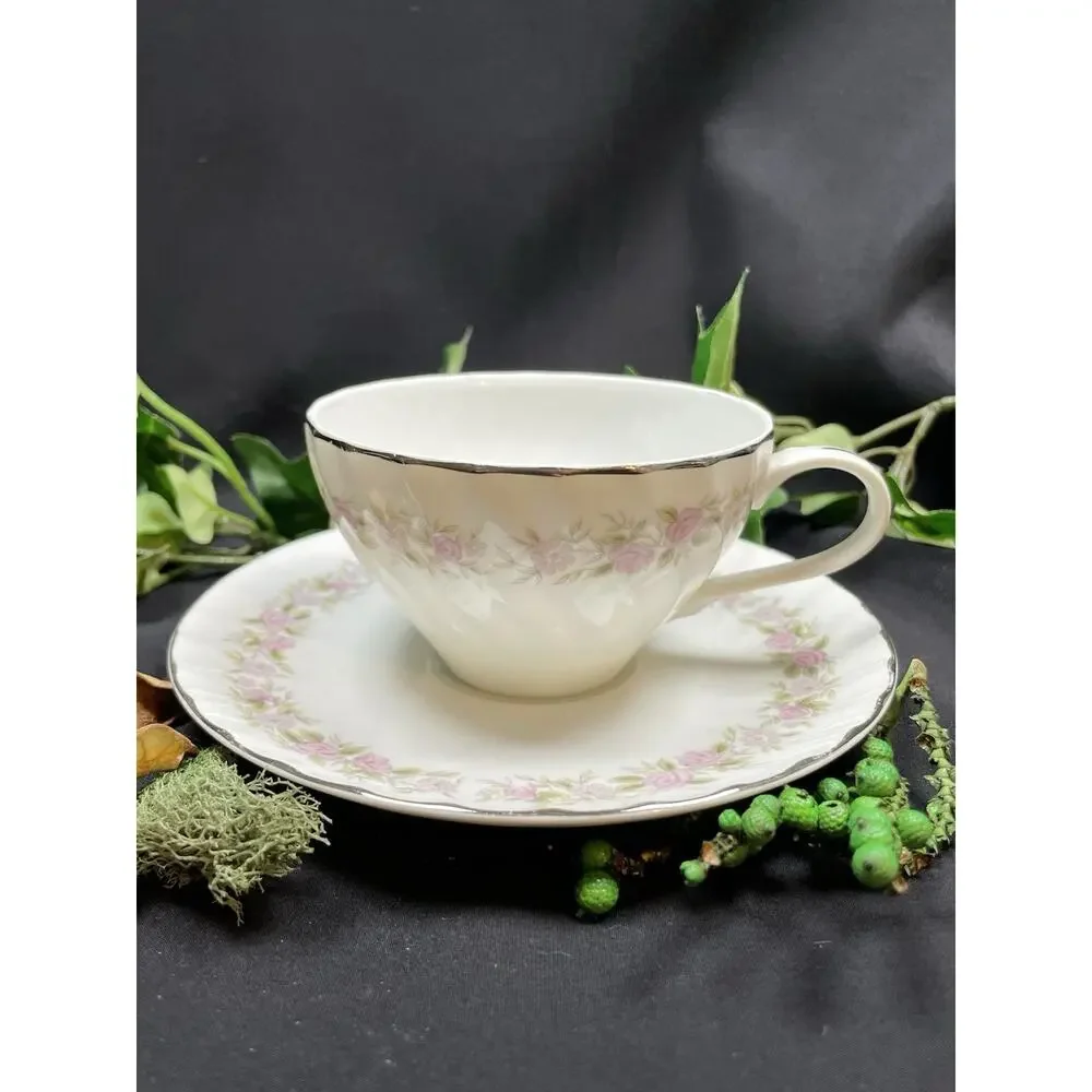 Vintage Dansico Teahouse Rose teacup and saucer set With Pink Florals